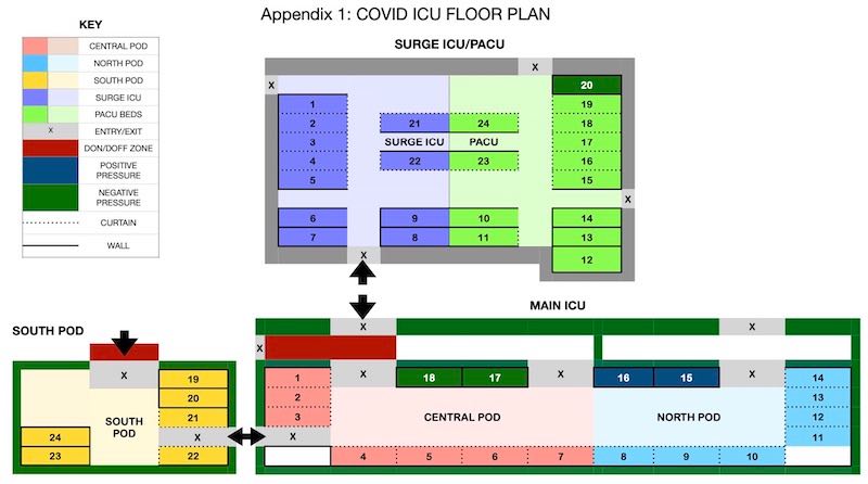 Wellington ICU COVID surge floor plan
